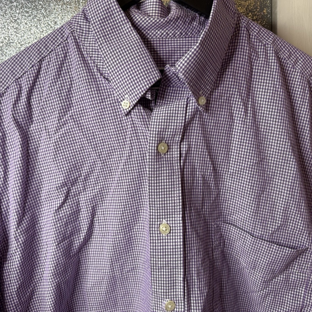 Club Room Men's Button Down Purple Pinstriped Dress Shirt 16 1/2 32-33 Regular - Picture 2 of 5